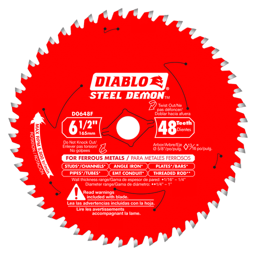 Diablo Tools D0648F 6-1/2 in. x 48 Tooth Steel Demon Metal Cutting Saw Blade