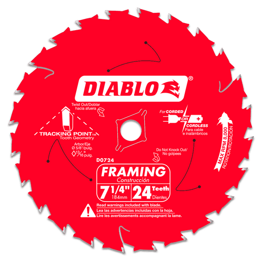 Diablo Tools D0724A 7-1/4 in. x 24 Tooth Framing Saw Blade, 10-Pack - Edmondson Supply
