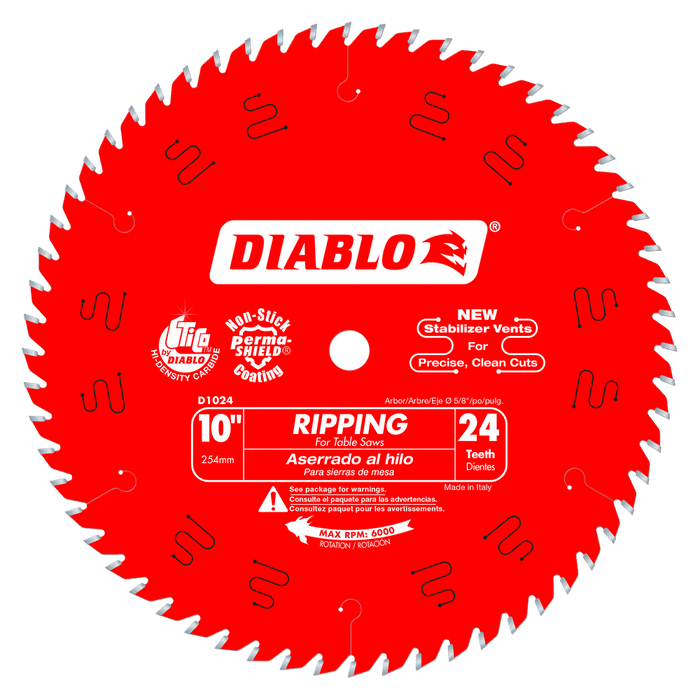 Diablo Tools D1024X 10 in. x 24 Tooth Ripping Saw Blade - Edmondson Supply