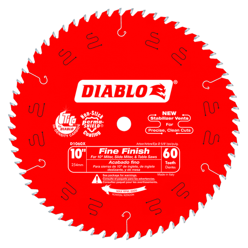 Diablo Tools D1060X 10 in. x 60 Tooth Fine Finish Saw Blade - Edmondson Supply