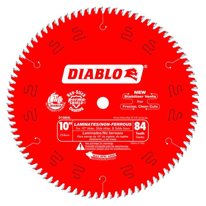 Diablo Tools D1084L 10 in. x 84 Tooth Laminates & Non-Ferrous Metals Saw Blade