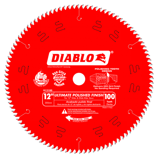 Diablo Tools D12100X 12 in. x 100 Tooth Ultimate Polished Finish Saw Blade