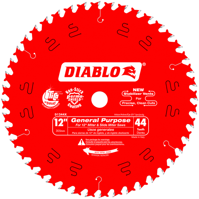 Diablo Tools D1244X 12 in. x 44 Tooth General Purpose Wood Saw Blade - Edmondson Supply