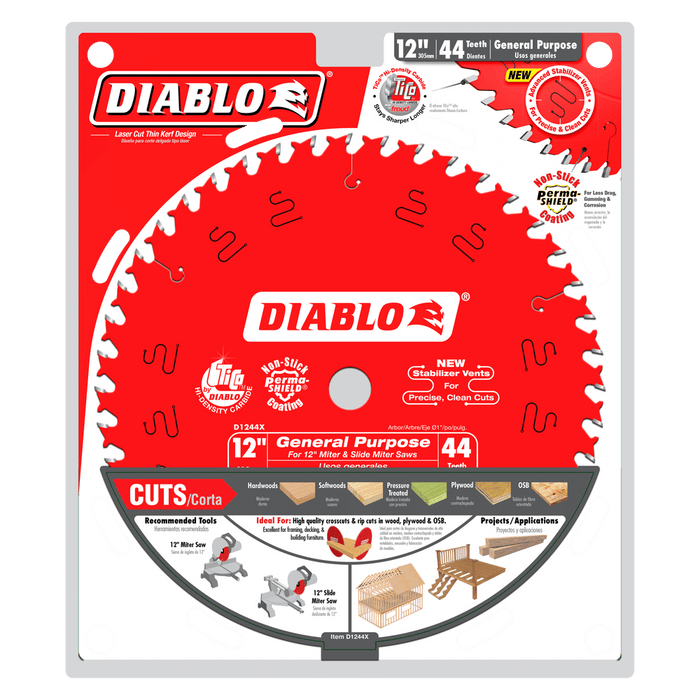 Diablo Tools D1244X 12 in. x 44 Tooth General Purpose Wood Saw Blade