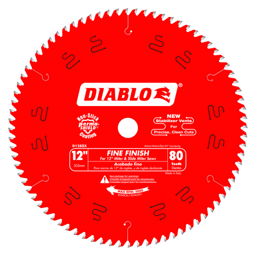 Diablo Tools D1280X 12 in. x 80 Tooth Fine Finish Saw Blade - Edmondson Supply
