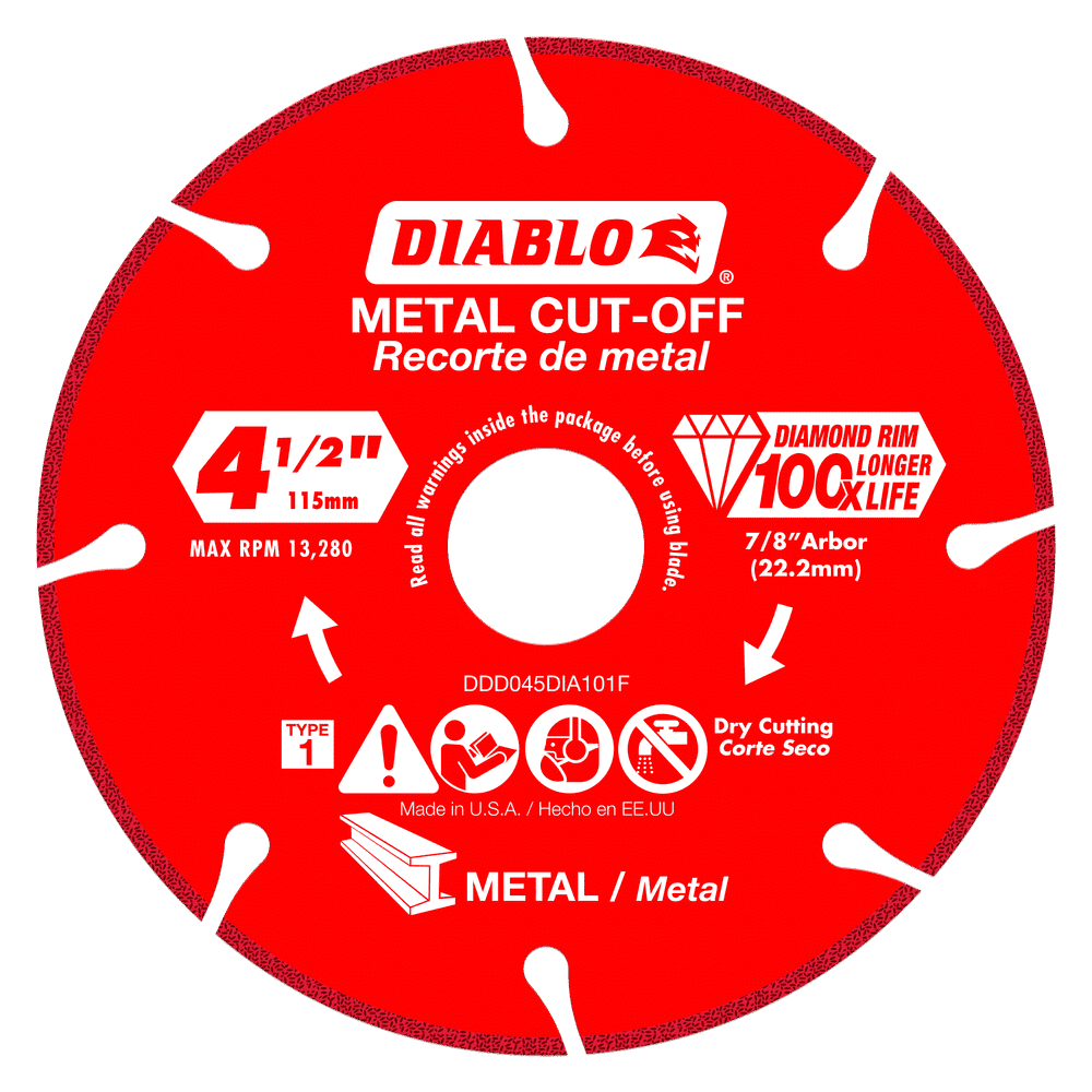 Diablo Tools DDD045DIA101F 4-1/2" Diamond Metal Cut-Off Disc - Edmondson Supply