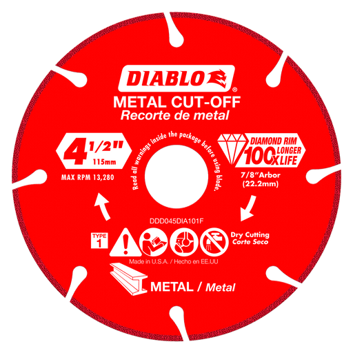 Diablo Tools DDD045DIA101F 4-1/2 in. Diamond Metal Cut-Off Blade - Edmondson Supply