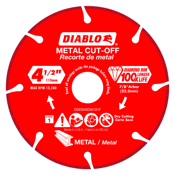 Diablo Tools DDD045DIA101F 4-1/2 in. Diamond Metal Cut-Off Blade