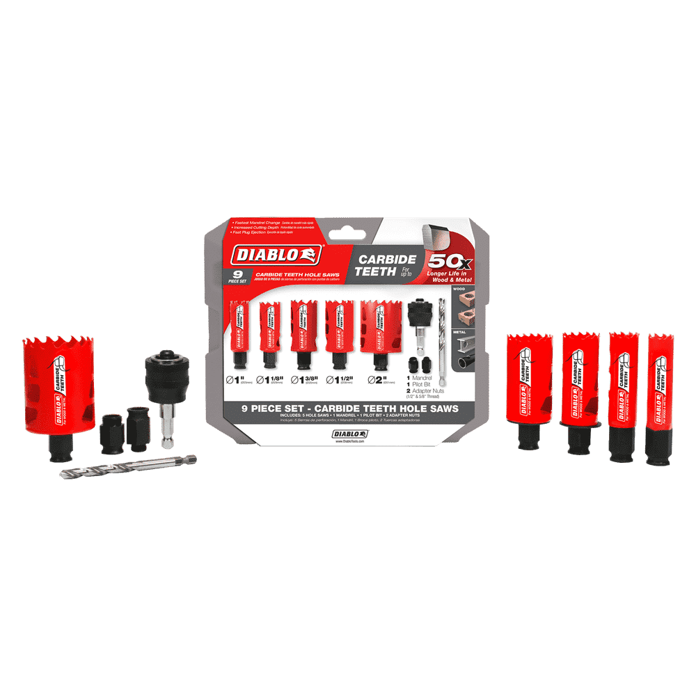 Diablo Tools DHS09SGPCT 9 pc Carbide General Purpose Hole Saw Set - Edmondson Supply