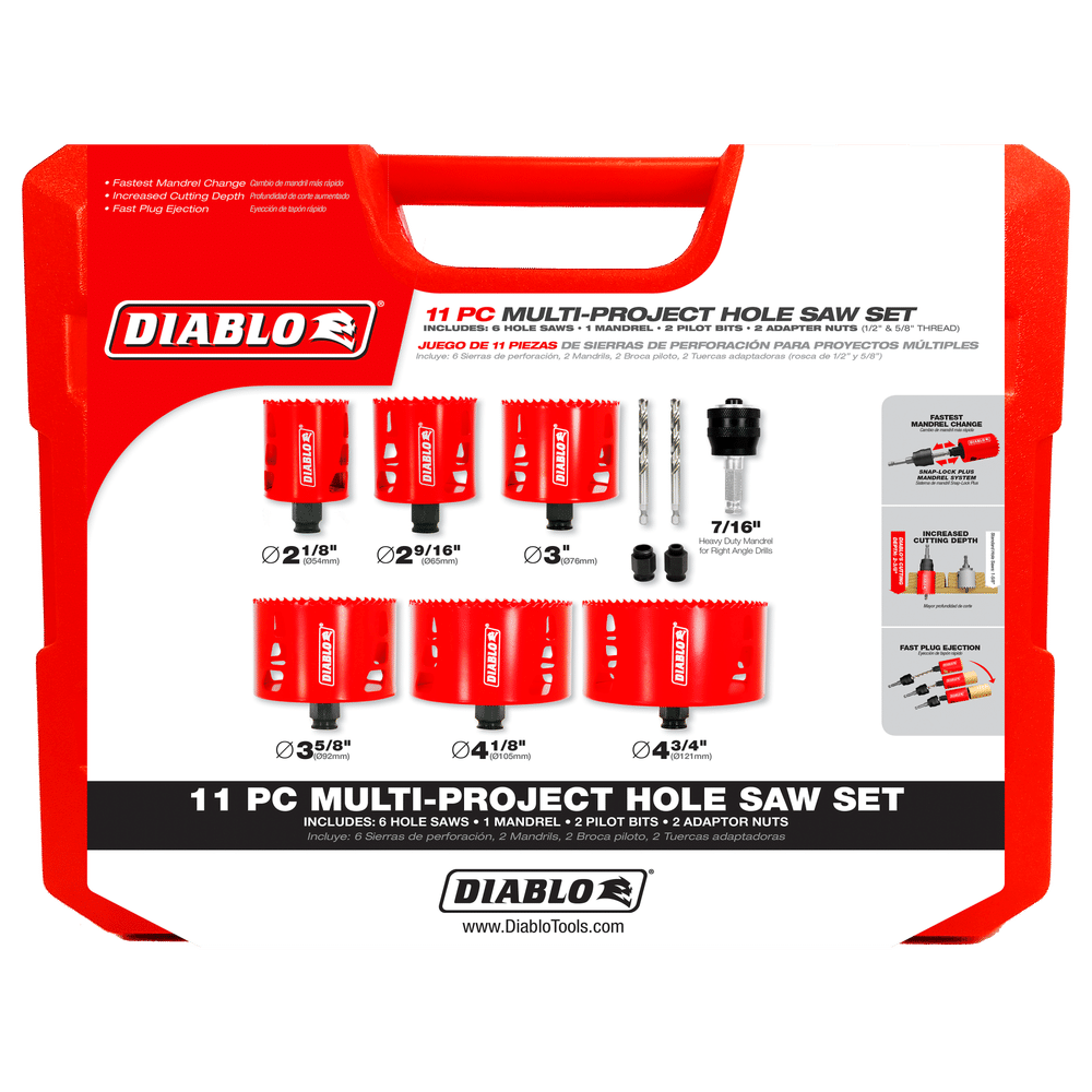 Diablo Tools DHS11SLD 11 pc Multi-Project Bi-Metal Hole Saw Set - Edmondson Supply