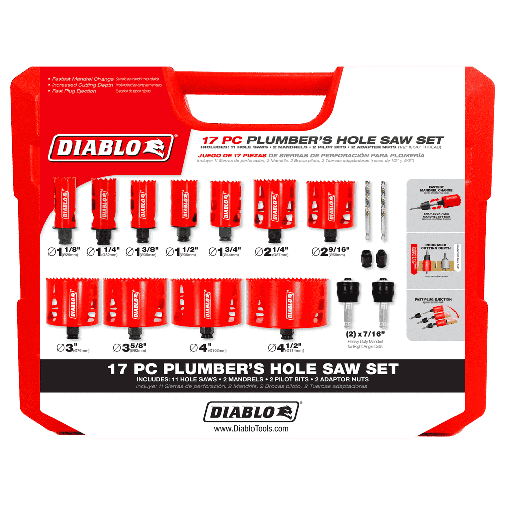 Diablo Tools DHS17SPL 17 pc Plumber's Bi‑Metal Hole Saw Set