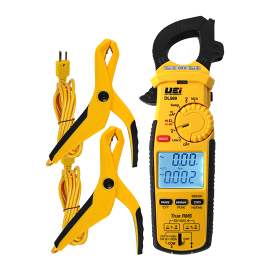 UEi DL589COMBO 600A TRMS Clamp Meter w/ DC Amps, Inrush, Magnet with ATTPC4 Pipe Clamps - Edmondson Supply