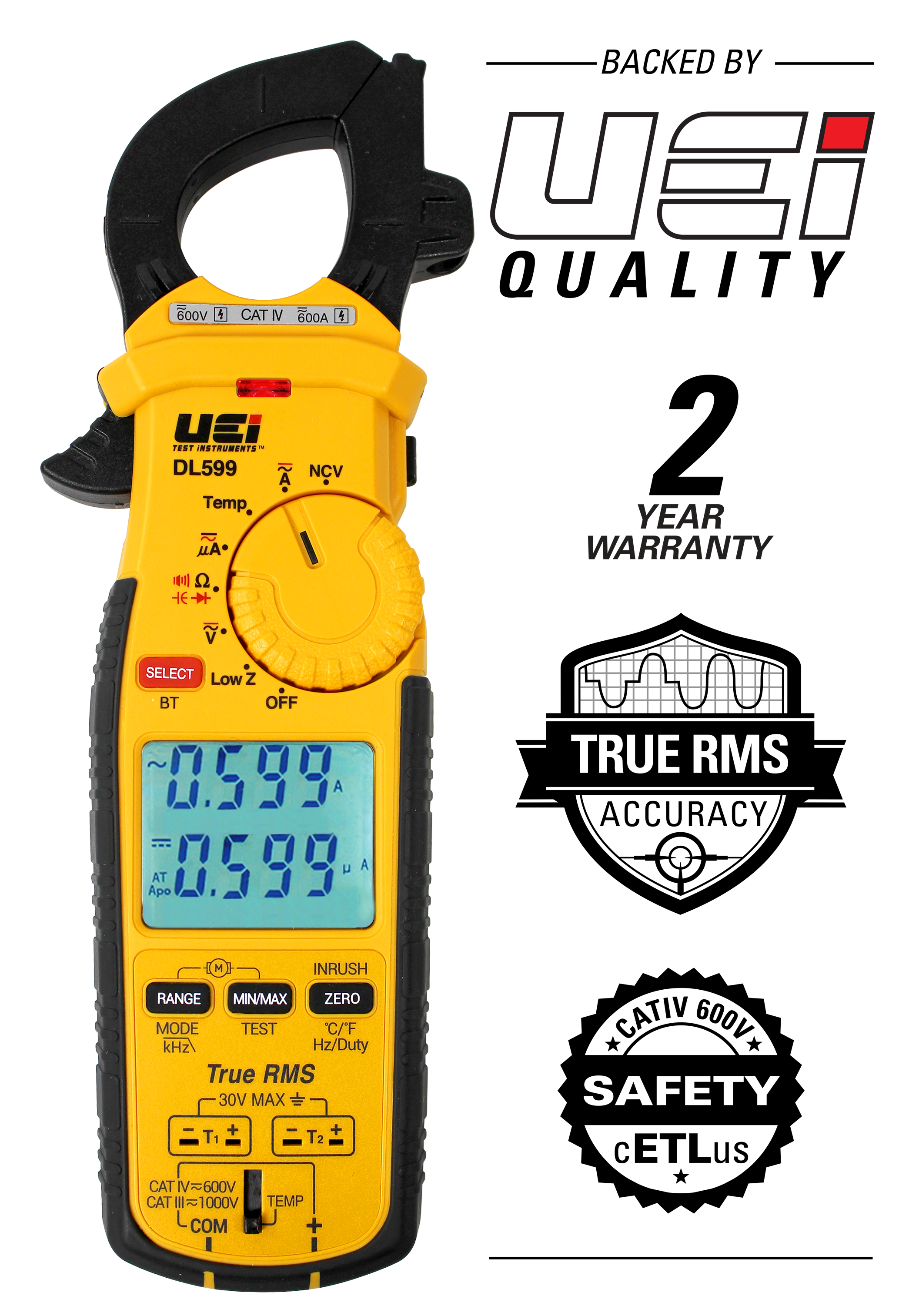 UEi DL599 Wireless TRMS Clamp Meter w/ 3-Phase & Imbalance Motor Tests - Edmondson Supply
