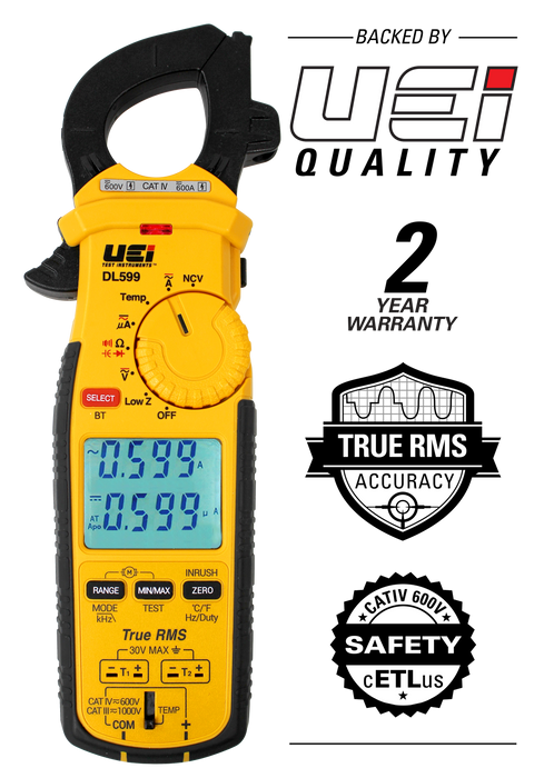UEi DL599 Wireless TRMS Clamp Meter w/ 3-Phase & Imbalance Motor Tests - Edmondson Supply