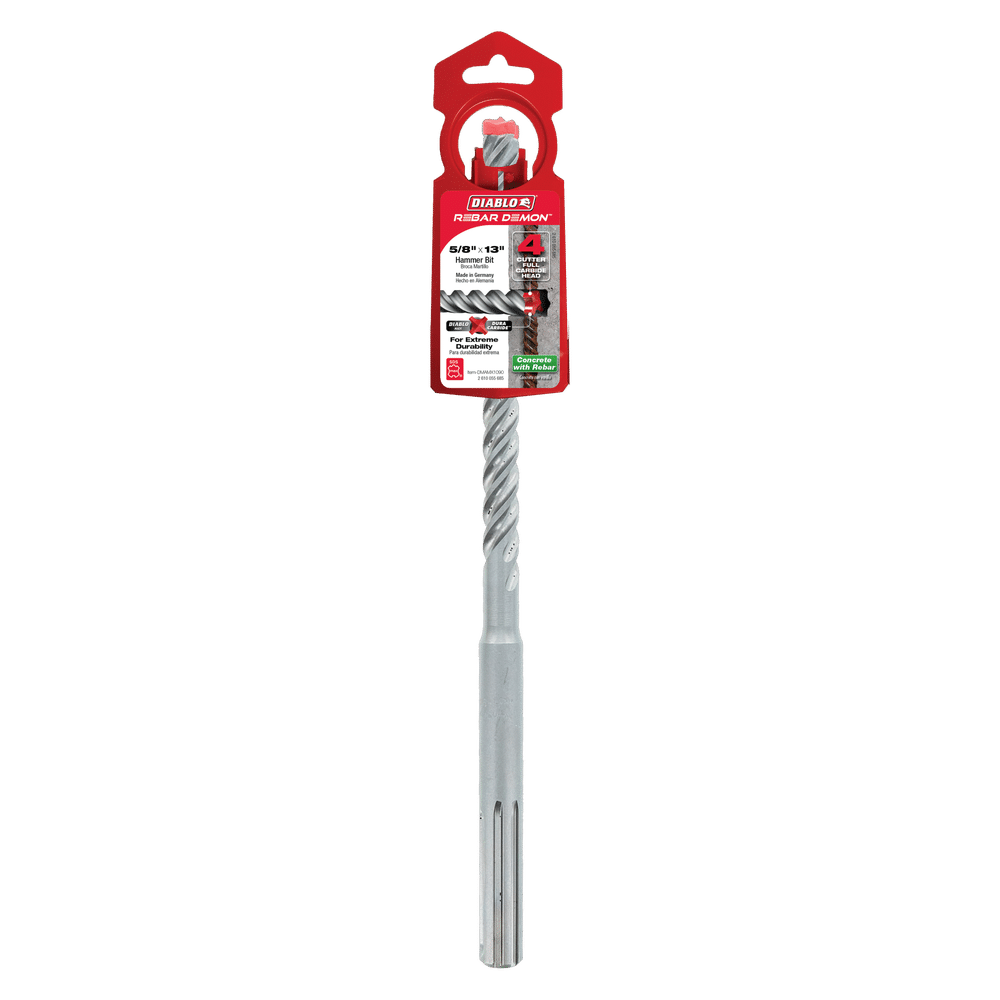 Diablo Tools DMAMX1090 5/8 in. x 8 in. x 13 in. Rebar Demon SDS‑Max 4‑Cutter Full Carbide Head Hammer Bit - Edmondson Supply