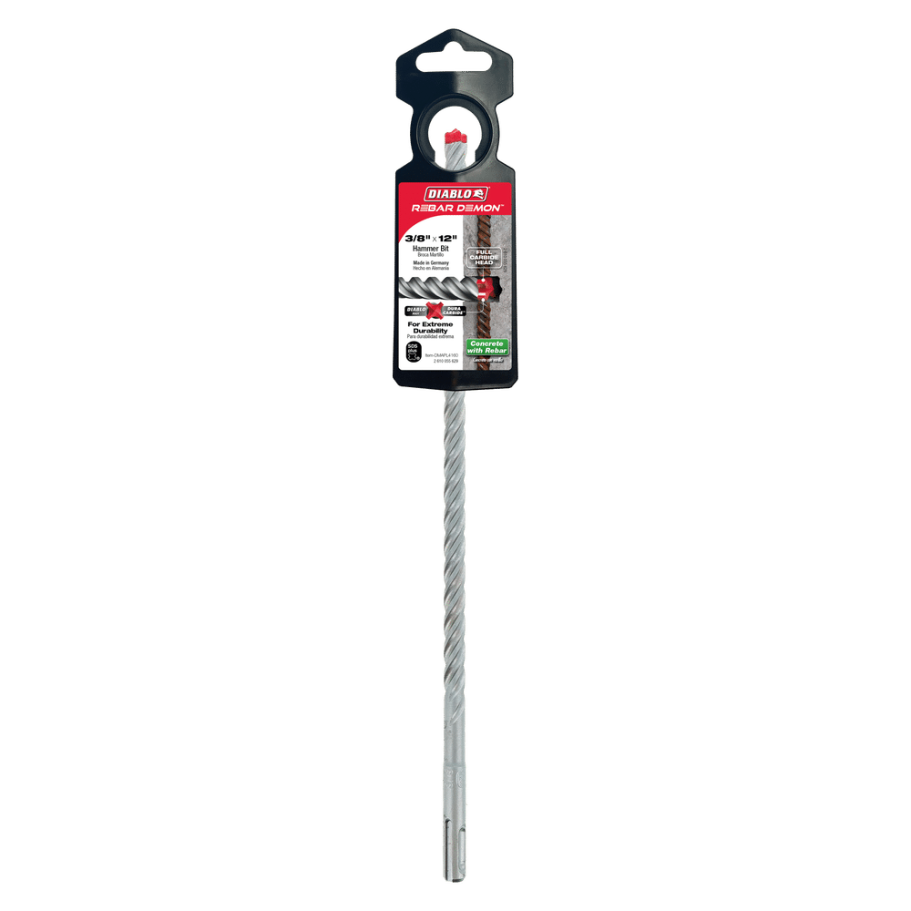 Diablo Tools DMAPL4160-P25 3/8 in. x 10 in. x 12 in. Rebar Demon™ SDS-Plus 4-Cutter Full Carbide Head Hammer Bit (25 pack) - Edmondson Supply
