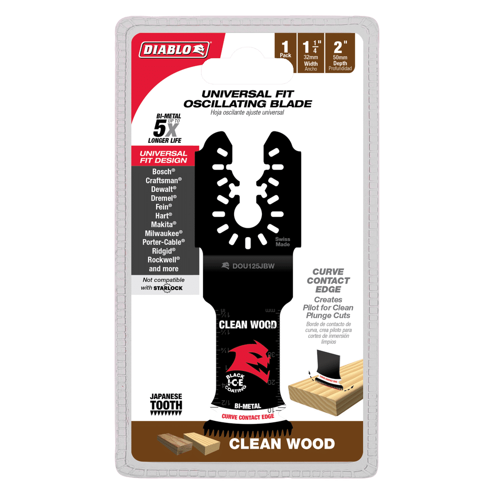 Diablo Tools DOU125JBW 1-1/4 in. Universal Fit Bi-Metal Oscillating Blades for Clean Wood - Edmondson Supply