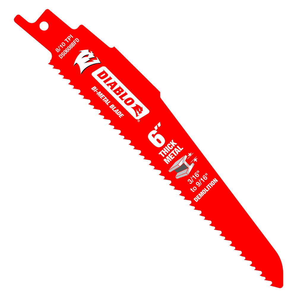 Diablo Tools DS0608BFD5 6 in. Bi-Metal Recip Blade for Thick Metal/Demolition (3/16 in. to 9/16 in.) (5-Pack) - Edmondson Supply