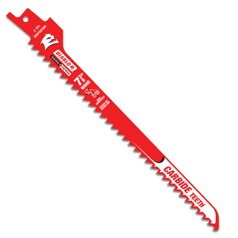Diablo Tools DS0705CWR3 7-3/8 in. Demo-Demon Rough-In/Scrolling Carbide Reciprocating Blade (3-Pack) - Edmondson Supply