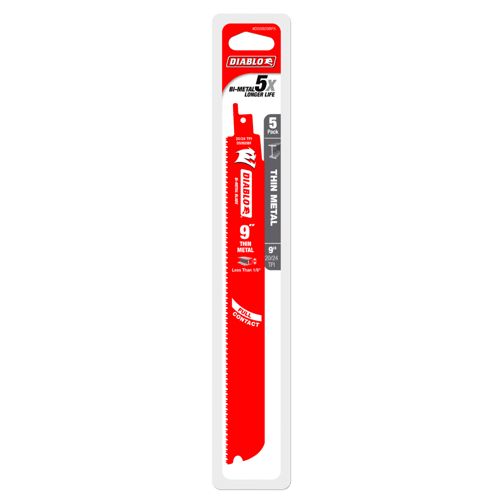 Diablo Tools DS0920BF5 9 in. Bi-Metal Recip Blade for Thin Metal (Less than 1/8 in.) (5-Pack) - Edmondson Supply