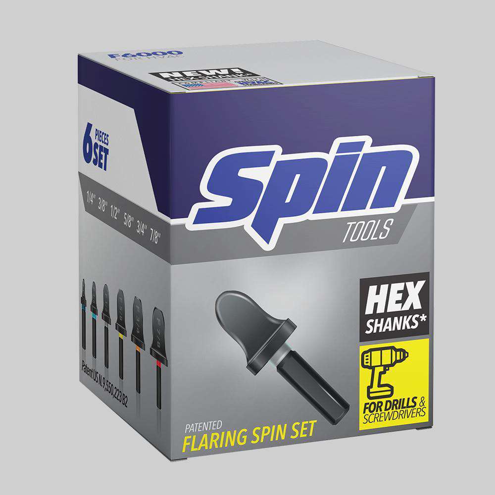 SPIN Tools F6000 Flaring Drill Bit Set, 1/4", 3/8", 1/2", 5/8", 3/4" & 7/8" - Edmondson Supply