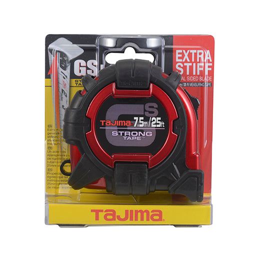 Tajima GS-25/7.5MBW GS Lock™ Standard & Metric Scale, 25 ft/ 7.5 m x 1-1/16 in./27mm Steel Blade Tape Measure - Edmondson Supply