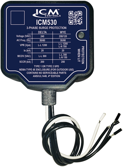 ICM Controls ICM530 3-Phase Surge Protective Device, Delta 240VAC or Wye 120/208VAC - Edmondson Supply