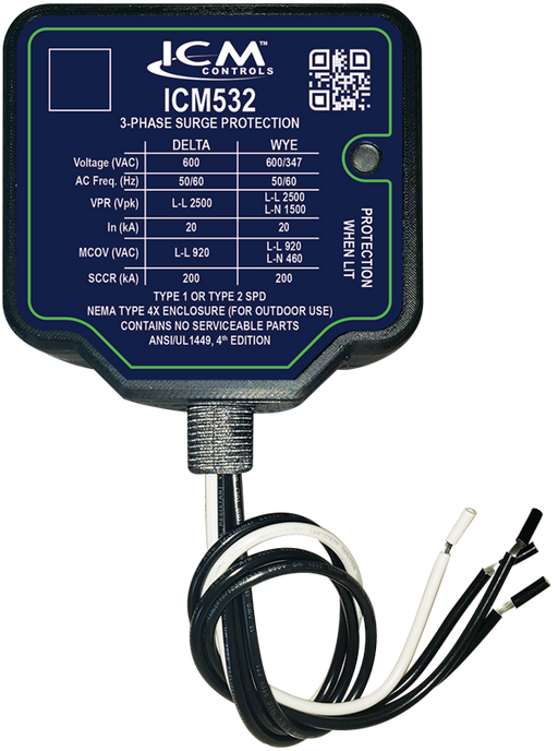 ICM Controls ICM532 3-PHASE SURGE PROTECTIVE DEVICE, 600VAC (DELTA) OR 347/600VAC (WYE) Edmondson Supply