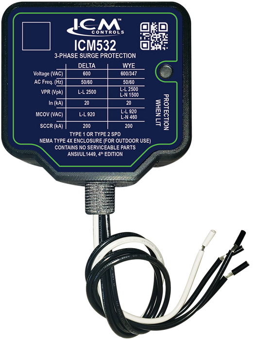 ICM Controls ICM532 3-PHASE SURGE PROTECTIVE DEVICE, 600VAC (DELTA) OR 347/600VAC (WYE) Edmondson Supply