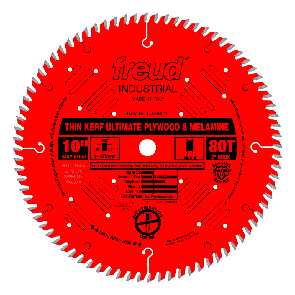 Freud LU79R010 10" Thin Kerf Ultimate Plywood & Melamine Blade - Edmondson Supply