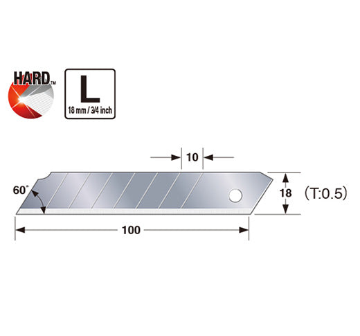 Tajima LCB-50 Endura-Blade™ L Utility Knife Blades, 8-Point, 10-Blade Safety Dispenser - Edmondson Supply