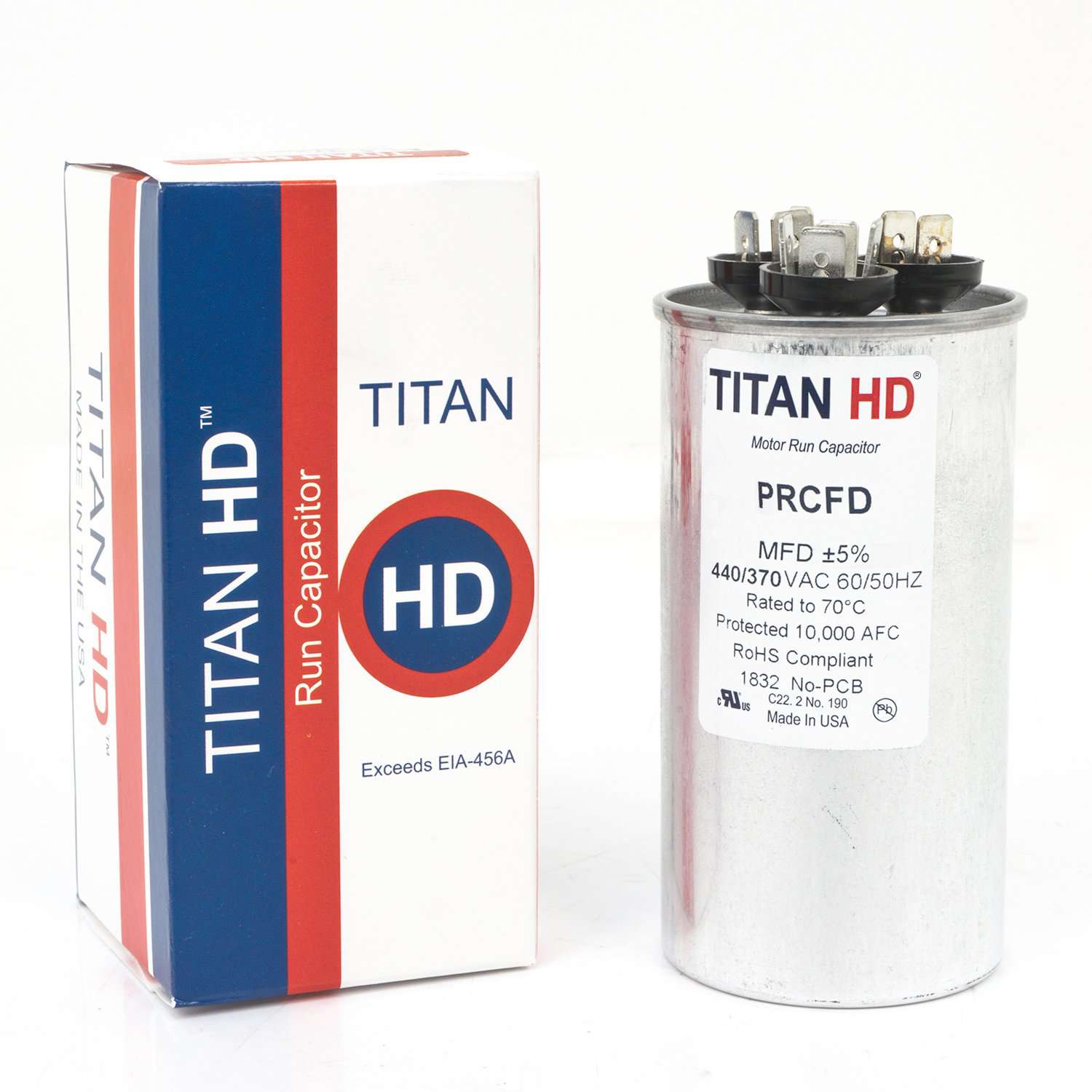 Packard PRCFD356A TITAN HD Run Capacitor 35+6 MFD 440/370 Volt Round - Edmondson Supply