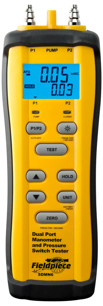 Fieldpiece SDMN6 Dual Port Manometer and Pressure Switch Tester - Edmondson Supply