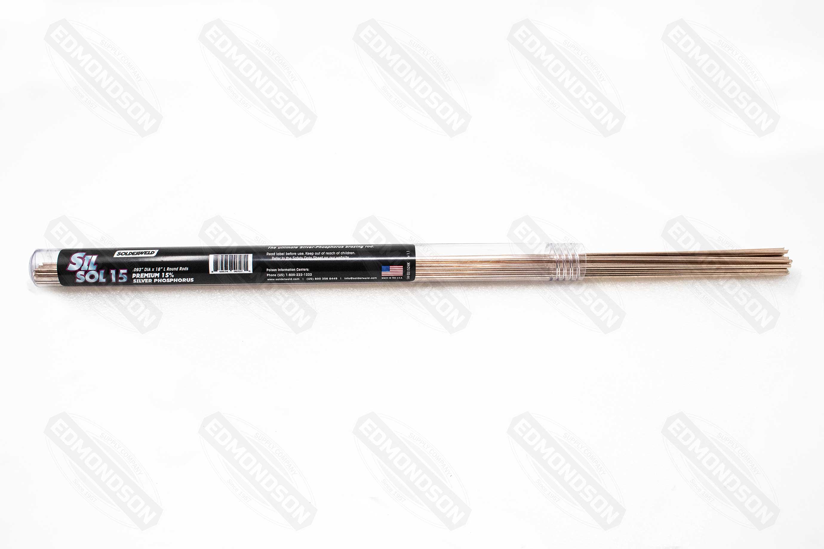 SolderWeld SW-SS1524K Sil Sol 15 - Premium, 15% Silver-Phosphorous Solder Round Rods - 1 lb Tube - Edmondson Supply
