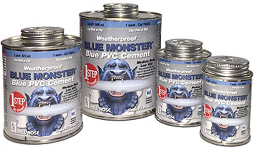 Blue Monster 76036 Weatherproof 1-Step Blue PVC Cement, 32 oz. - Edmondson Supply