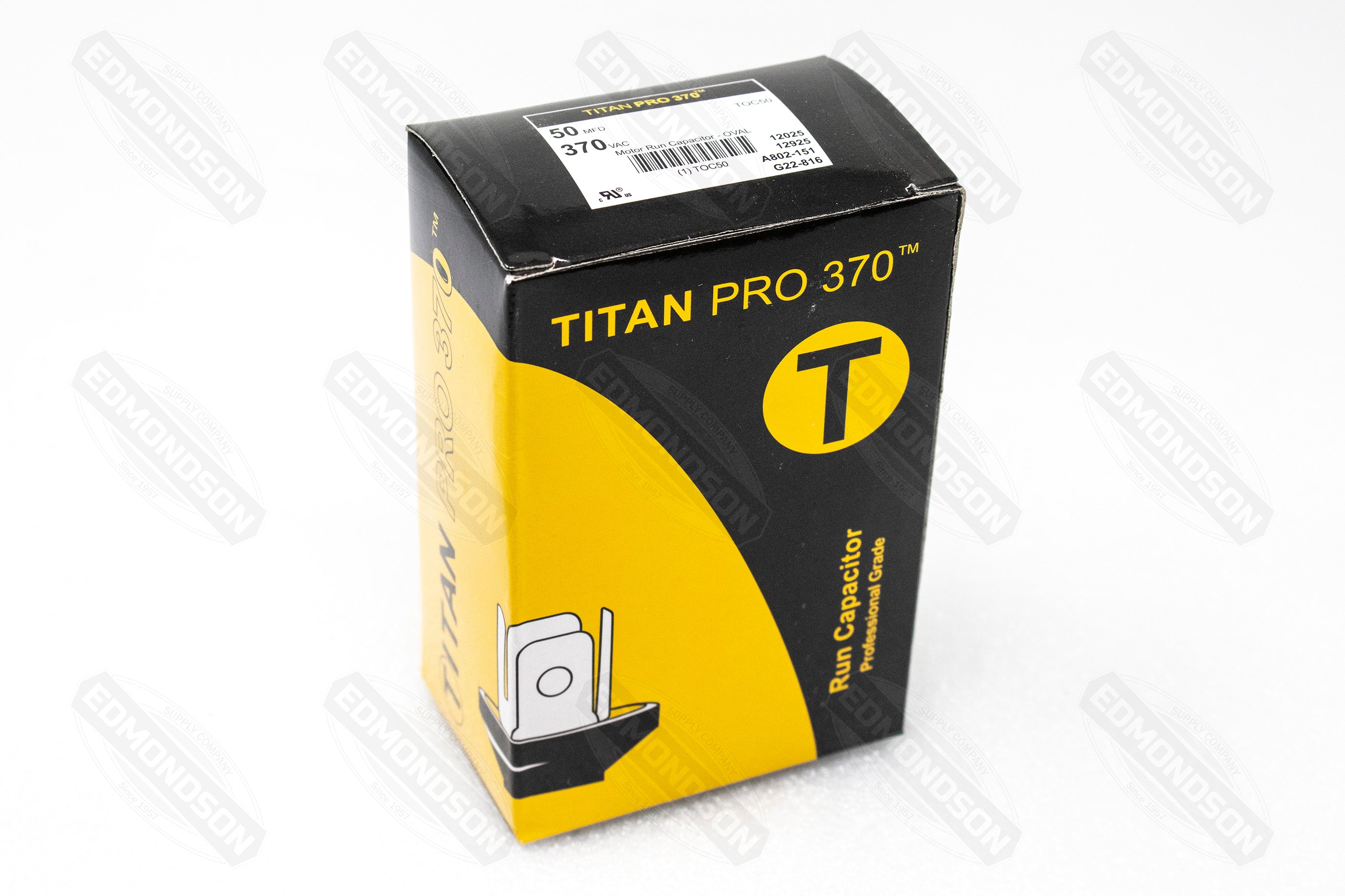 Packard Titan PRO TOC50 Motor Run Capacitor 50 MFD 370 Volt Oval - Edmondson Supply