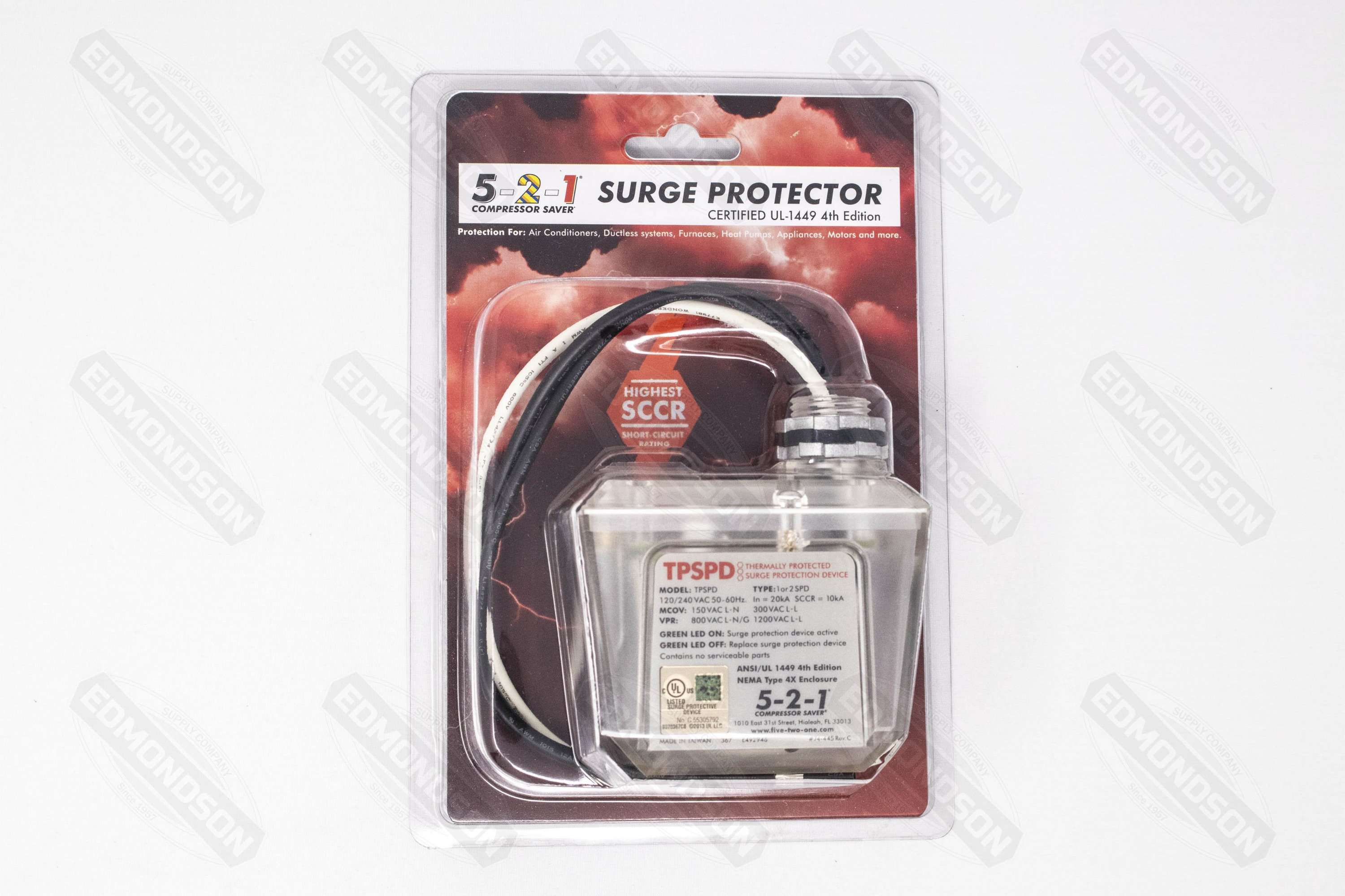 5-2-1 TPSPD Thermally Protected Surge Protector, 100,000 Amp, 120/240