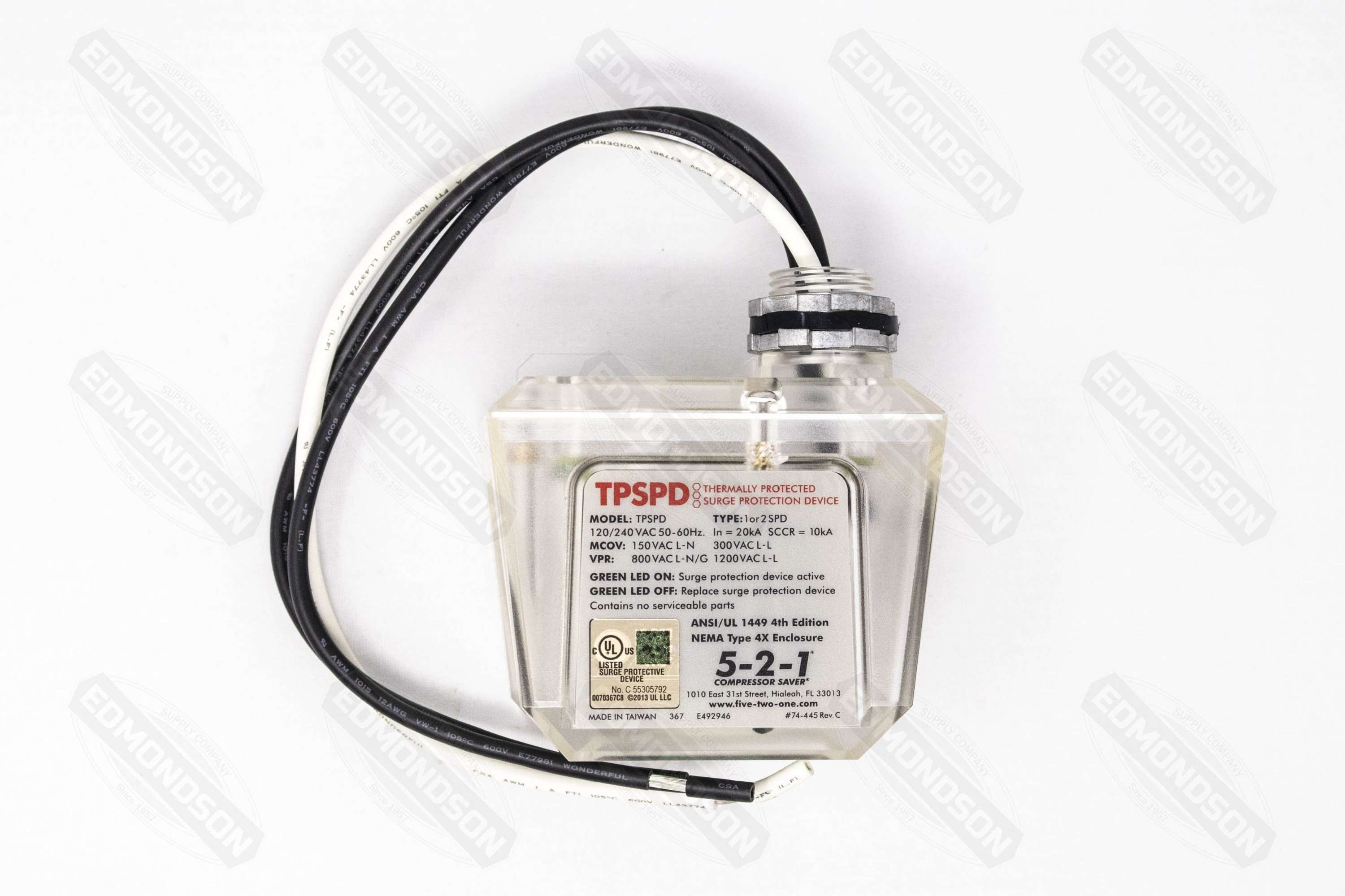 5-2-1 TPSPD Thermally Protected Surge Protector, 100,000 Amp, 120/240