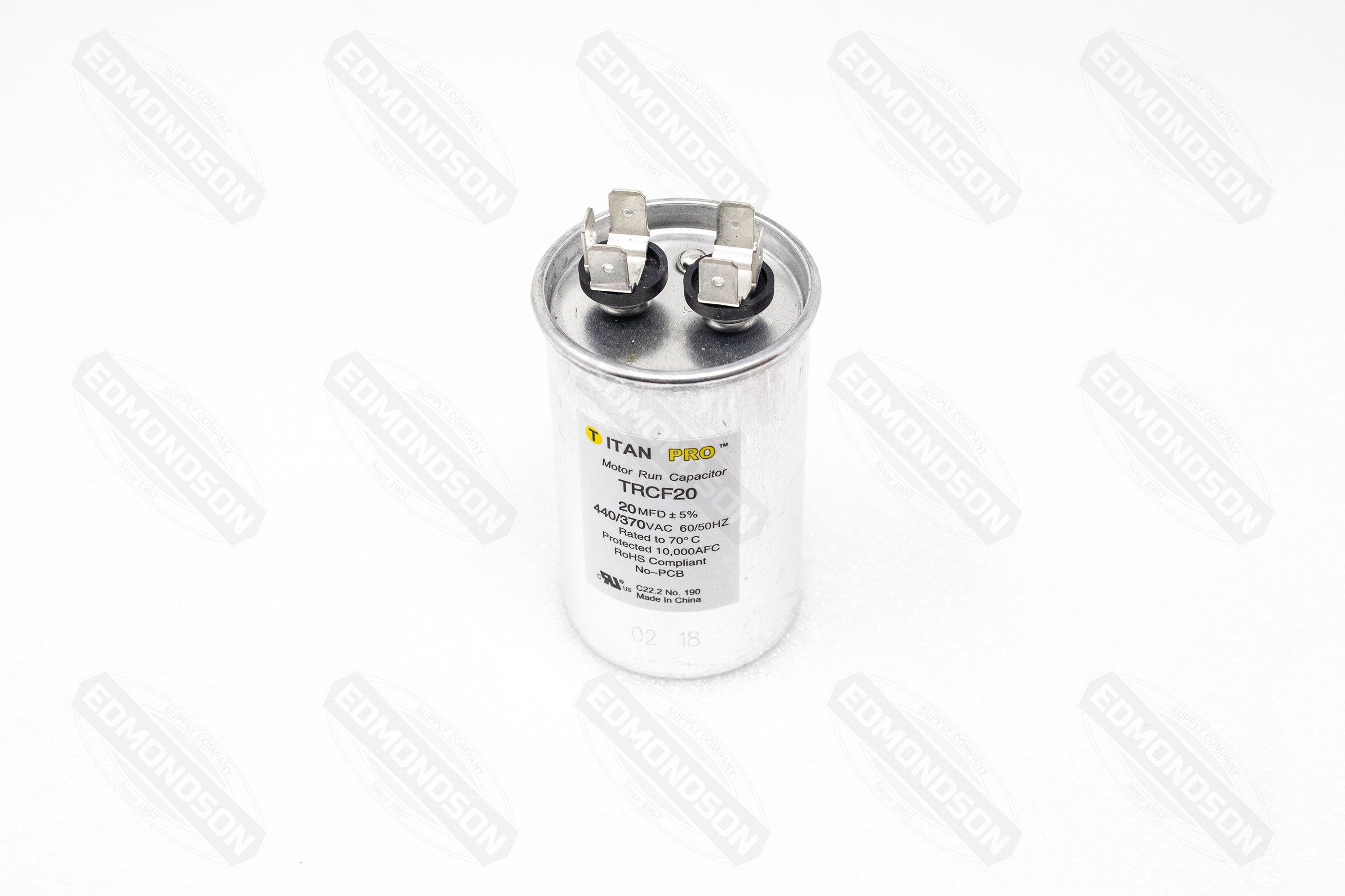 Packard TRCF20 TITAN PRO Run Capacitor 20 MFD 440/370 Volt, Round - Edmondson Supply