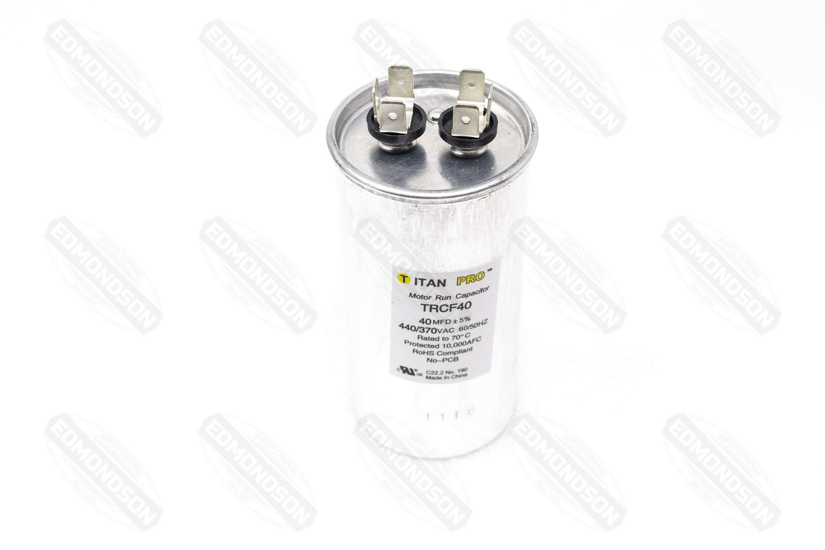 Packard TRCF40 TITAN PRO Run Capacitor 40 MFD 440/370 Volt, Round - Edmondson Supply