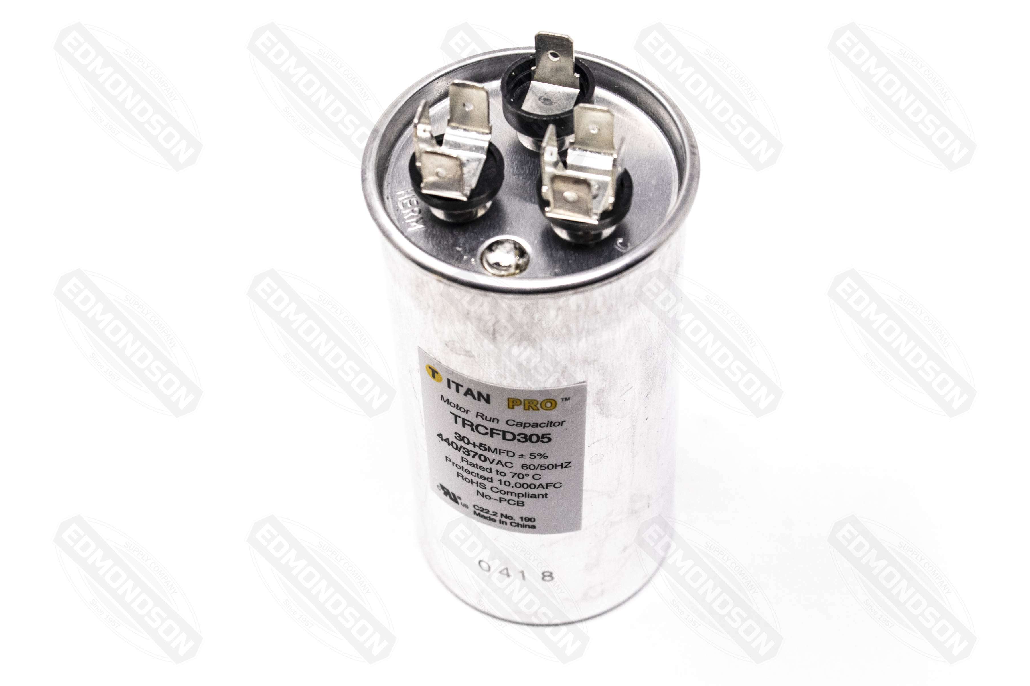 Packard TRCFD305 Titan PRO Run Capacitor 30+5 MFD 440/370 Volt Round - Edmondson Supply