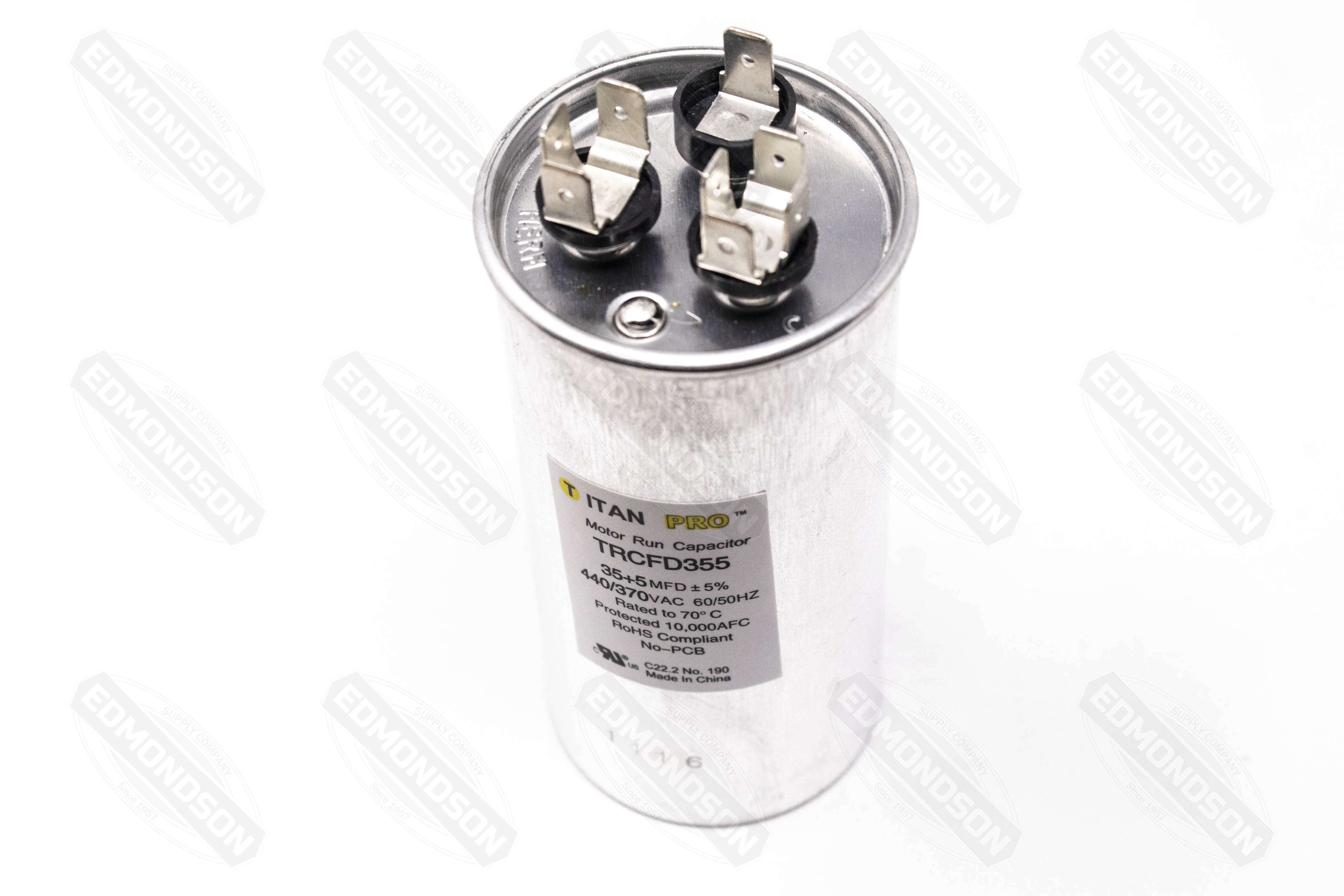 Packard TRCFD355 Titan PRO Run Capacitor 35+5 MFD 440/370 Volt Round - Edmondson Supply