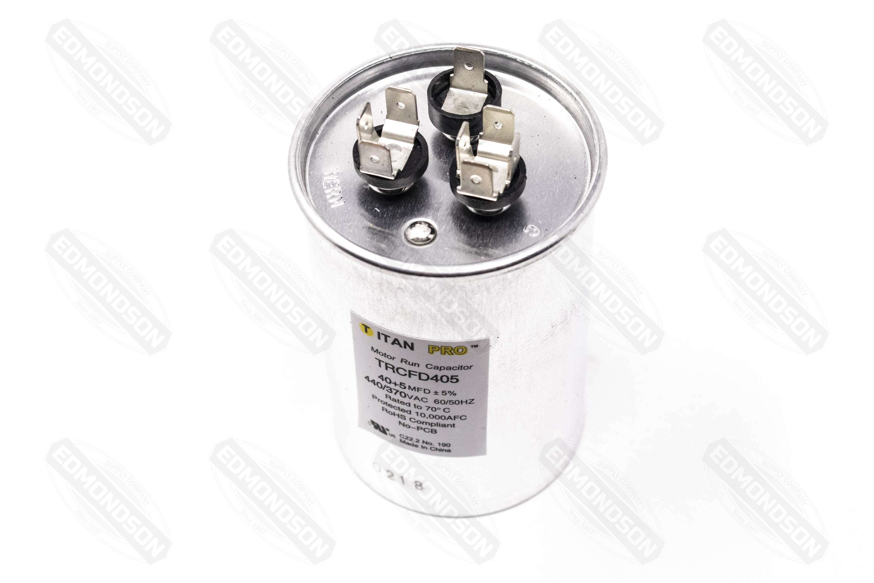 Packard TRCFD405 Titan PRO Run Capacitor 40+5 MFD 440/370 Volt Round - Edmondson Supply