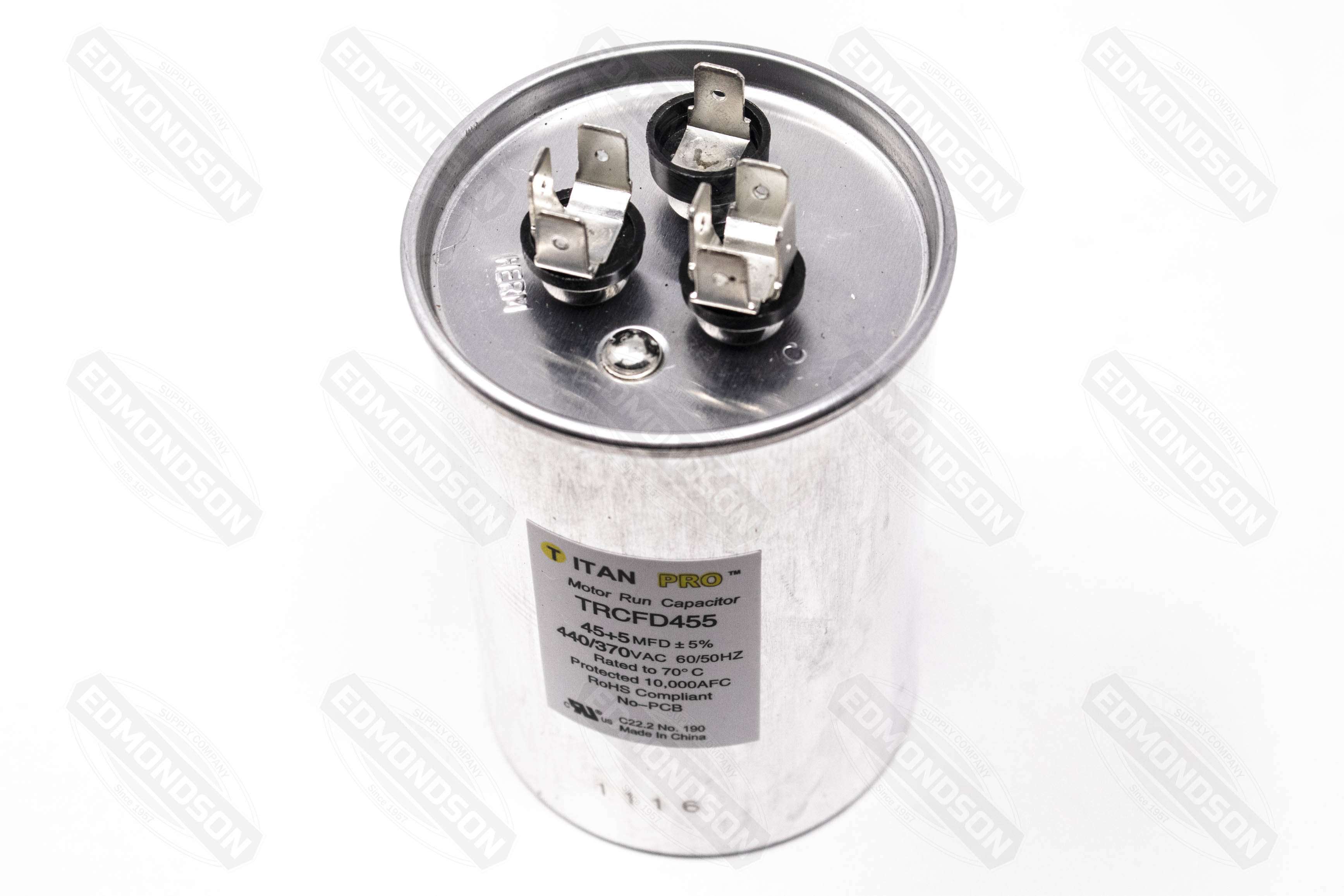 Packard TRCFD455 Titan PRO Run Capacitor 45+5 MFD 440/370 Volt Round - Edmondson Supply