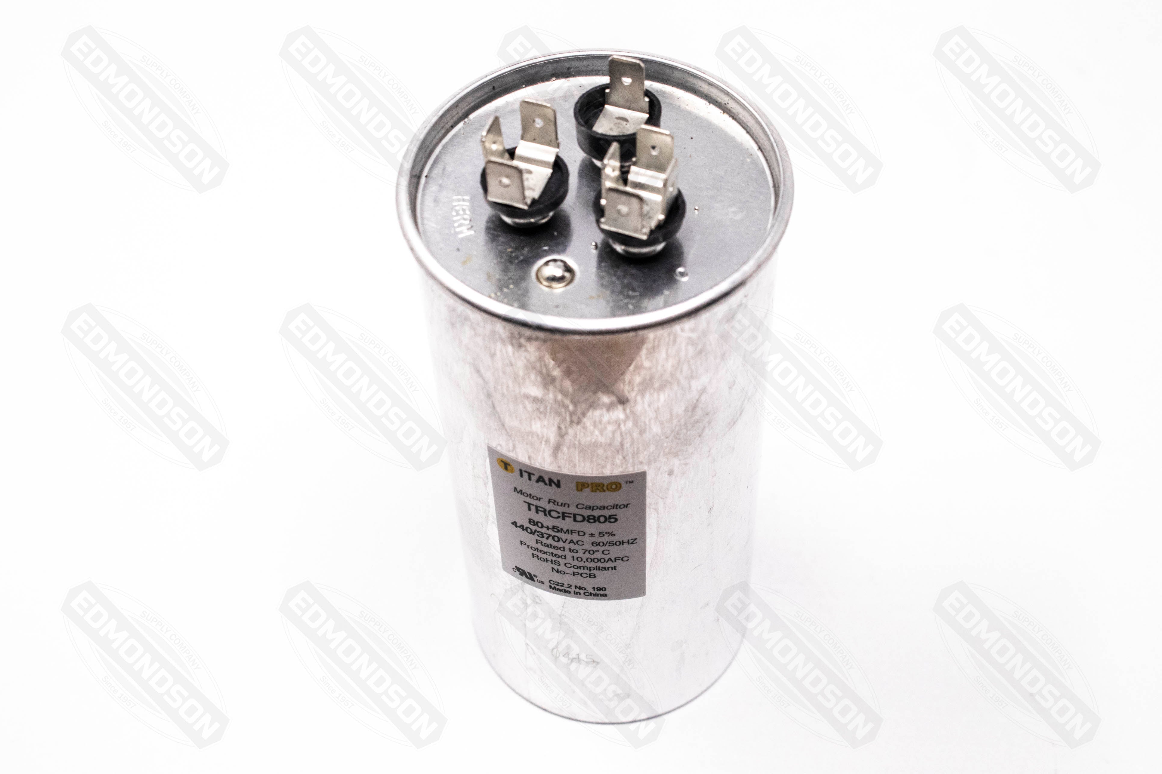 Packard TRCFD805 Titan PRO Run Capacitor 80+5 MFD 440/370 Volt Round -Edmondson Supply