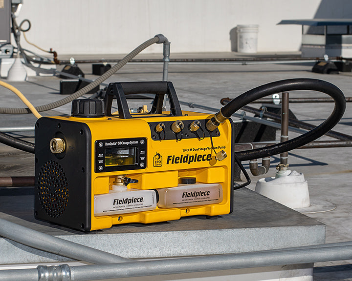 Fieldpiece VPX7 10 CFM Vacuum Pump with RunQuick™ Oil Change System - Edmondson Supply