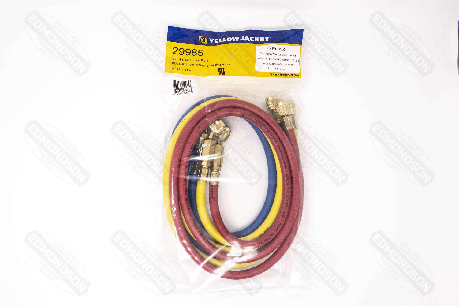 Yellow Jacket 29985 60″, Compact Ball Valve, PLUS II™ 1/4″ Hose, 3 pack - Edmonson Supply