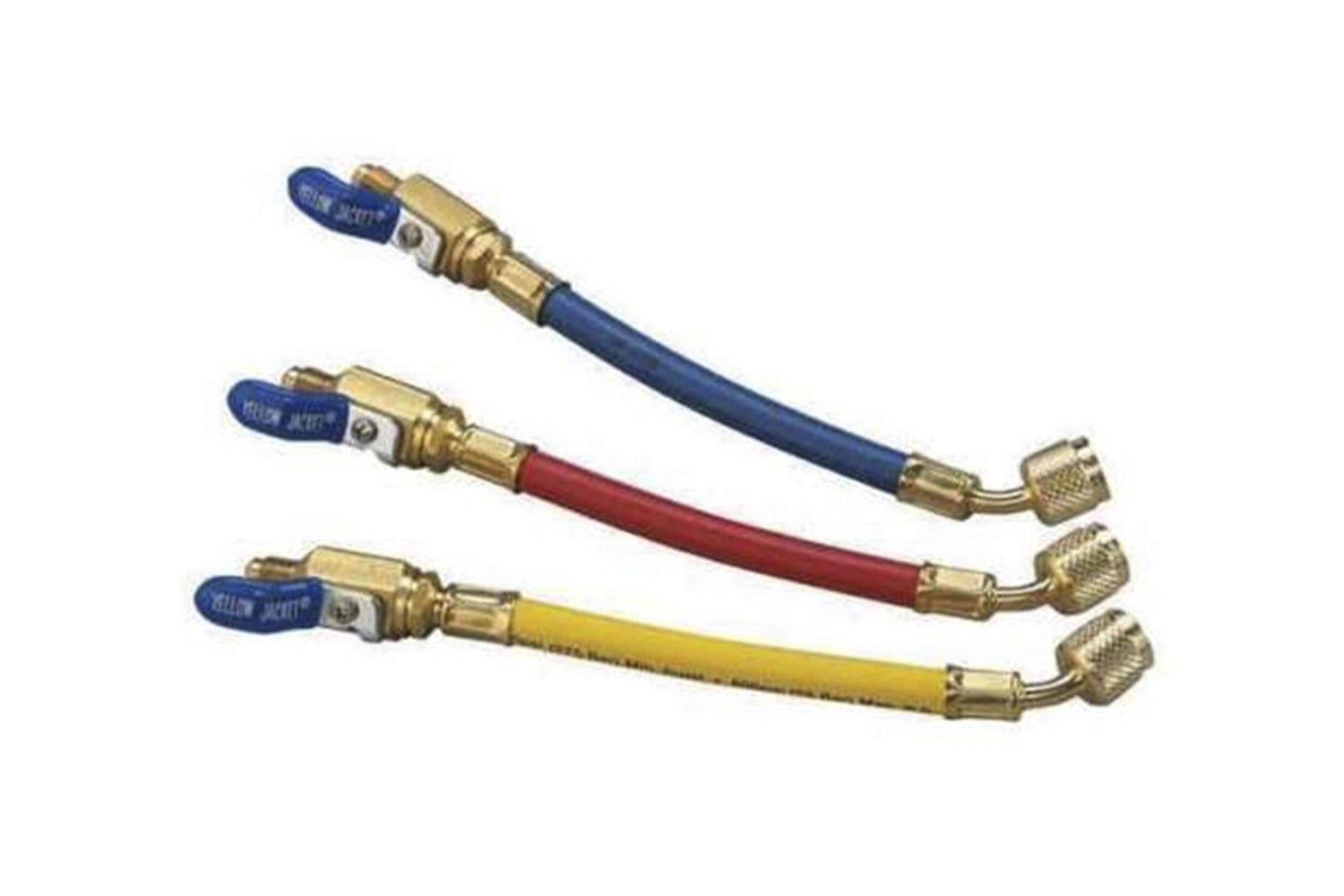 Yellow Jacket 25980 9" FLEXFLOW™ Adapter Hoses (3-Pak) with Compact Ball Valves - Edmondson Supply