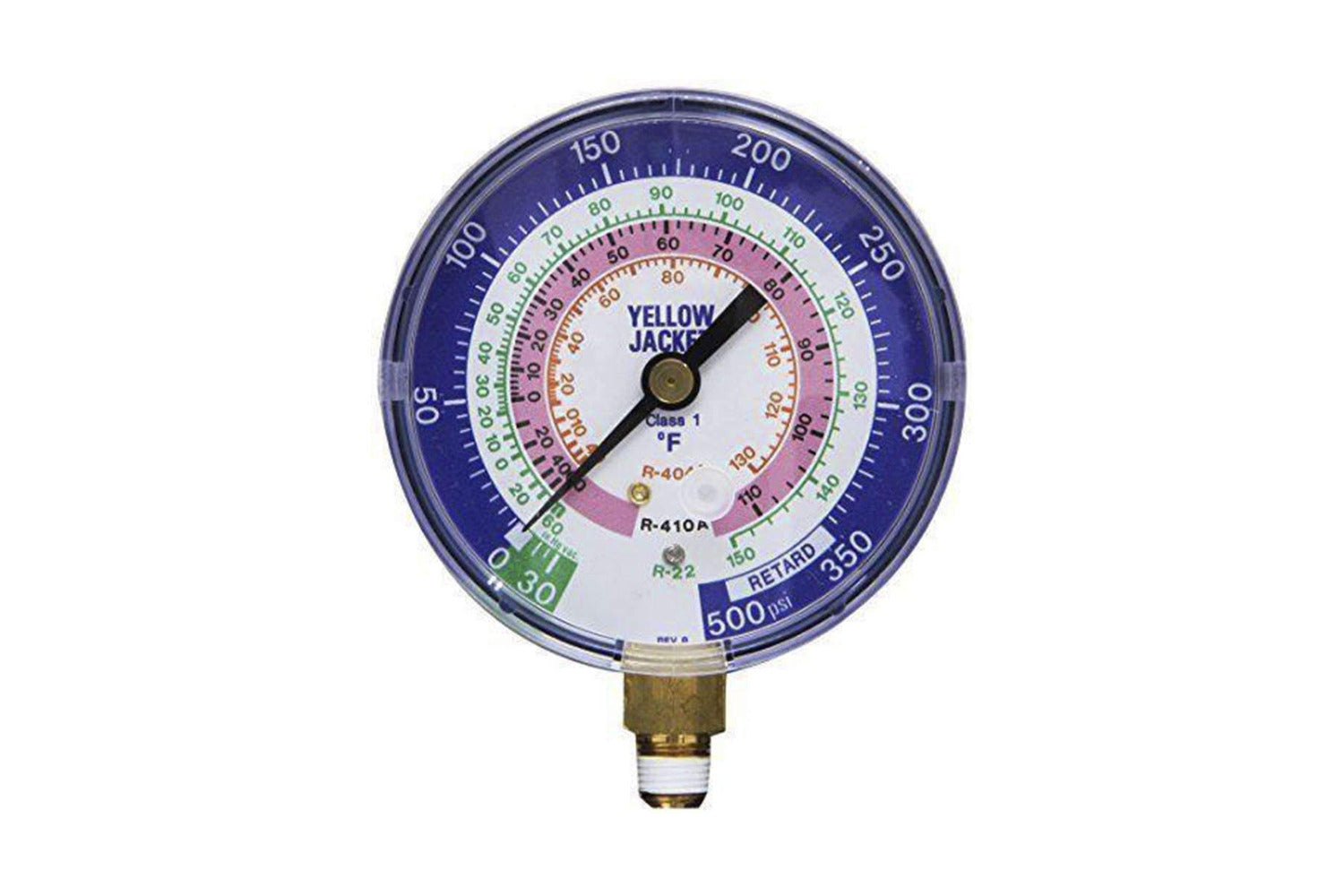 Yellow Jacket 49138 3-1/8" Blue Manifold Gauge 30"-0-500 psi - R-22/404A/410A - Edmondson Supply