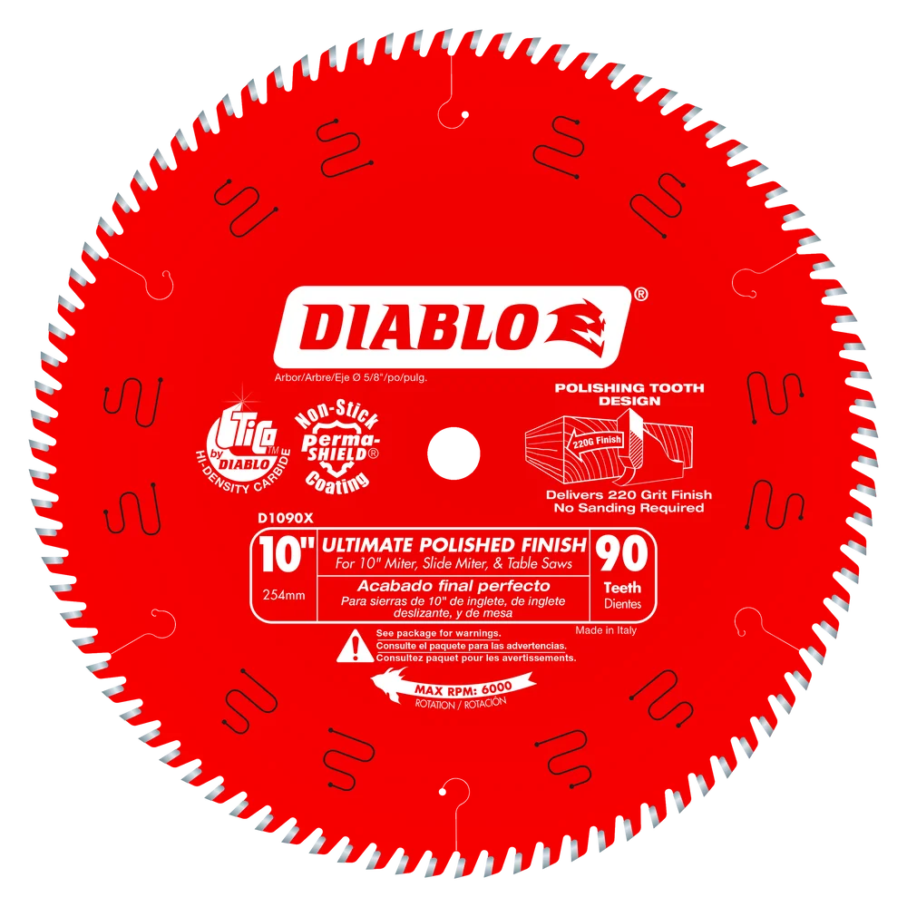Diablo Tools D1090X 10 in. x 90 Tooth Ultimate Polished Finish Saw Blade - Edmondson Supply